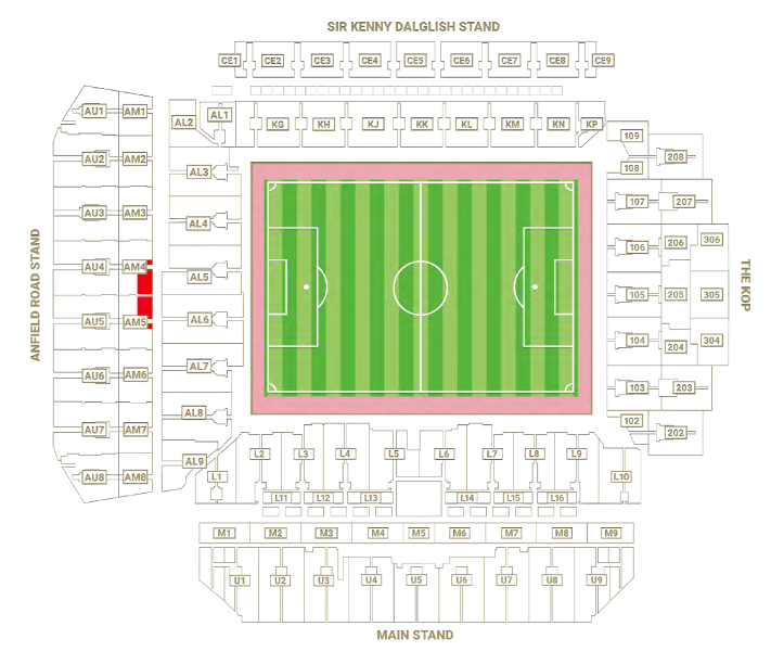 Liverpool FC Official Hospitality - Anfield stadium map
